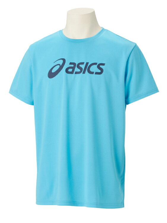 asics アシックス ES DRY SPAIRAL LOGO SS SH アクア XS 2031E020 402 | スポーツ メンズ XS 水色 服 衣類 衣料品ウェア ウエア トップス シャツ Tシャツ ロゴ 半袖 ドライ 吸汗速乾 リサイクルポリエステル