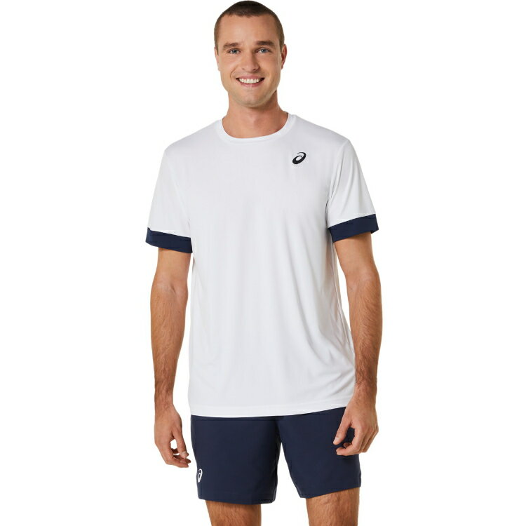 asics アシックス MEN COURT SS TOP ブリリアントホワイトXミッドナイト L 2 ...