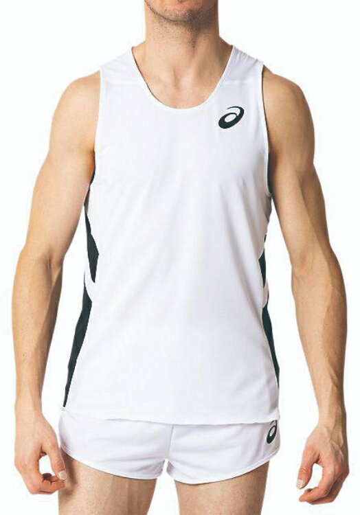 asics アシックス RUNNING SHIRT BRILLIANT WHITE S 2091A124 100 | スポーツ スポーツウェア 陸上競技 ランニングシャツ ノースリーブ タンクトップ トップス メンズ M’S スポーツ用品 ワンポイント ロゴ 素材