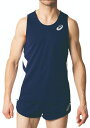 asics アシックス RUNNING SHIRT PEACOAT XS 2091A124 400 | スポーツ スポーツウェア 陸上競技 ランニングシャツ ノースリーブ タンクトップ トップス メンズ M’S スポーツ用品 ワンポイント ロゴ 素材
