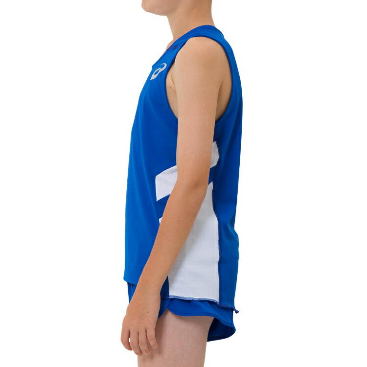 asics アシックス JR RUNNING SHIRT AブルーxWHT 160 2094A001 401 | スポーツ スポーツウェア 陸上 ランニング ジョギング マラソン ランニングシャツ トップス 汗処理機能 通気性 快適 キッズ ジュニア スポーツ用品 練習 ワンポイント ロゴ