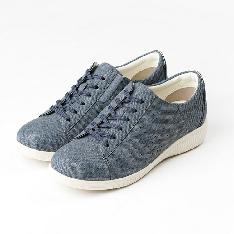 asics アシックス商事 ノンエイジスニーカー デニム 23.5 AO-17340 18 | 靴 シューズ スニーカー カジュアルスニーカー レディースシューズ レディース カジュアル シンプル 日常使い クッション性 やわらかい 幅広 ワイド 軽量 軽い 消臭 快適