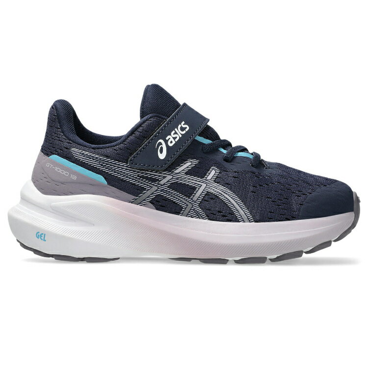 asics アシックス GT-1000 13 PS MIDNIGHT/DUSK VIOLET 21 1014A344 411 | ファッション スニーカー シューズ 靴 ランニングシューズ 運動靴 子供靴 ゴムひも 1本ベルト スポーツ 通園 通学 体育 外遊び 運動会 普段履き クッション性 快適 キッズ ジュニア