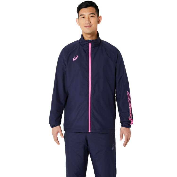 asics アシックス 裏トリコットウインドブレーカージャケット ミッドナイトxホットピンク 3XL 2031E745 401 | スポーツ用品 ウエア ファッション トップス トレーニングウエア ウインドブレーカー ジャケット フルジップ 撥水 はっ水 フィットネス スポーツ 運動