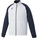 asics アシックス WOVEN JACKET ホワイトxネイビー O XAT534 150 | スポーツ メンズ O ホワイト 白 服 衣類 衣料品ウェア ウエア チームウェア アウター ストレッチクロスジャケット ジャケット 吸汗速乾性 UVケア機能