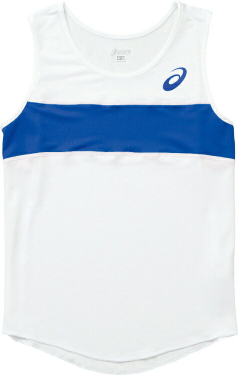 asics アシックス SINGLET ホワイトxブルー M XT2035 145 | スポーツ レディース スポーツウェア ウエア 陸上 陸上競技 ランニング ランニングウェア ランニングシャツ ホワイト 白 ブルー 青 M 汗処理機能 通気性 薄手 フィット ポリエステル