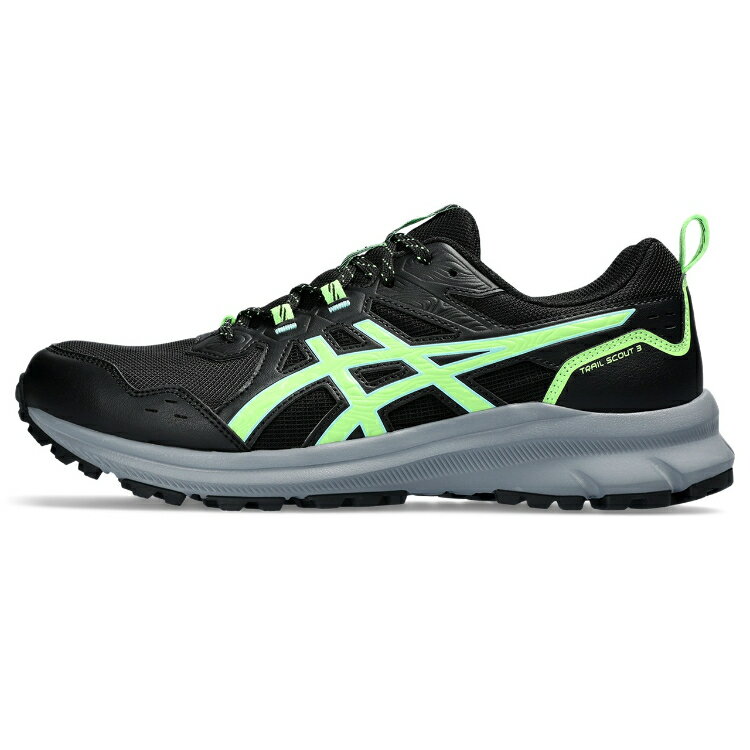 asics アシックス TRAIL SCOUT 3 BLACK/ILLUMINATE GREEN 26.5 1011B700 3 | 靴 くつ トレイルランニング デイリーユース ウォーキングシューズ 快適性 安定性 サポート アウトドアルックテイスト シンプル 使いやすい 幅広 フィット性 26.5cm