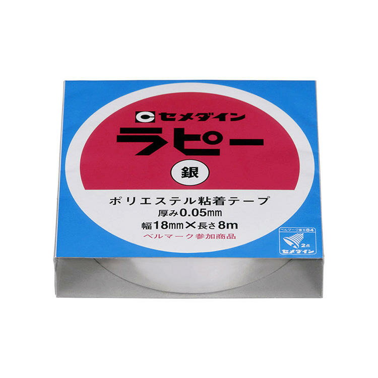 CEMEDINE セメダイン ラピー 銀 18mm×8m TP-263 | 銀 メタリック カラーテープ 装飾用 学校工作 贈り物 包装 きれい カラフル テープ 粘着テープ 運動会 誕生日会 学園祭 クリスマス イベント 装飾 最適