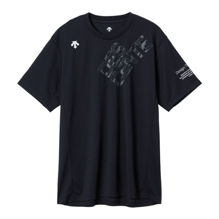 DESCENTE デサント 半袖バレーボールシヤツ XEB ネイビーxシルバー S DV5FHTX1UB NVSV | スポーツウェア スポーツウエア トップス 半袖 ハーフスリーブ ショートスリーブ Tシャツ クルーネック 丸首 ユニセックス バレーボール トレーニング ウォーミングアップ