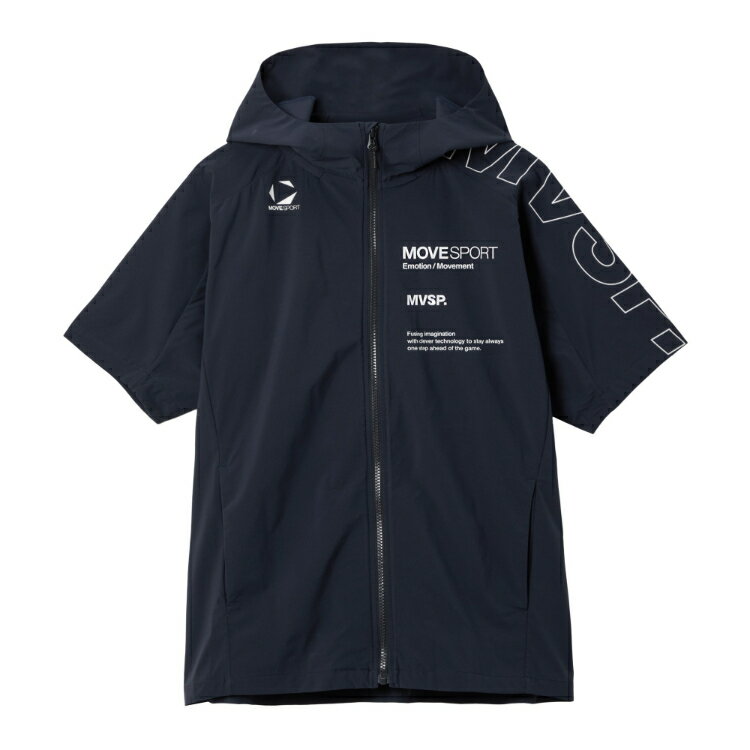 DESCENTE デサント ストレッチウーブン 半袖フーディージャケット ネイビー O ST5FJK20M NV00 | スポーツ ファッション アウター トップス 半袖 ハーフスリーブ フルジップ ジャージ ストレッチ性 撥水 はっ水 UVカット 紫外線対策 トレーニング スポーツウェア