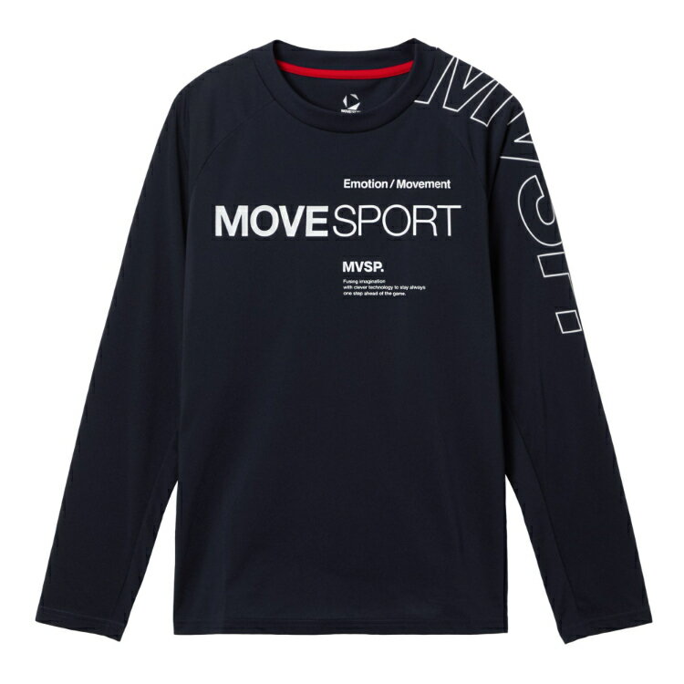 DESCENTE デサント アウトラインロゴ 長袖シャツ ネイビー M ST5FLT02M NV00 | スポーツ ファッション トップス ロンT 長袖 ロングスリーブ ストレッチ性 吸汗 速乾性 UVカット 紫外線対策 クルーネック 丸首 シャツ トレーニング スポーツウェア スポーツウエア