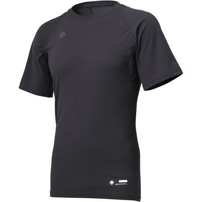 DESCENTE デサント リラックスフィットシャツ 丸首半袖アンダーシャツ ブラック M STD721 | スポーツウェア 野球 Tシャツ オールシーズン フィット ストレッチ エアーニット メンズ レディース ユニセックス 吸汗 速乾 軽量 マルチスポーツ ポリエステル 運動 インナー BK