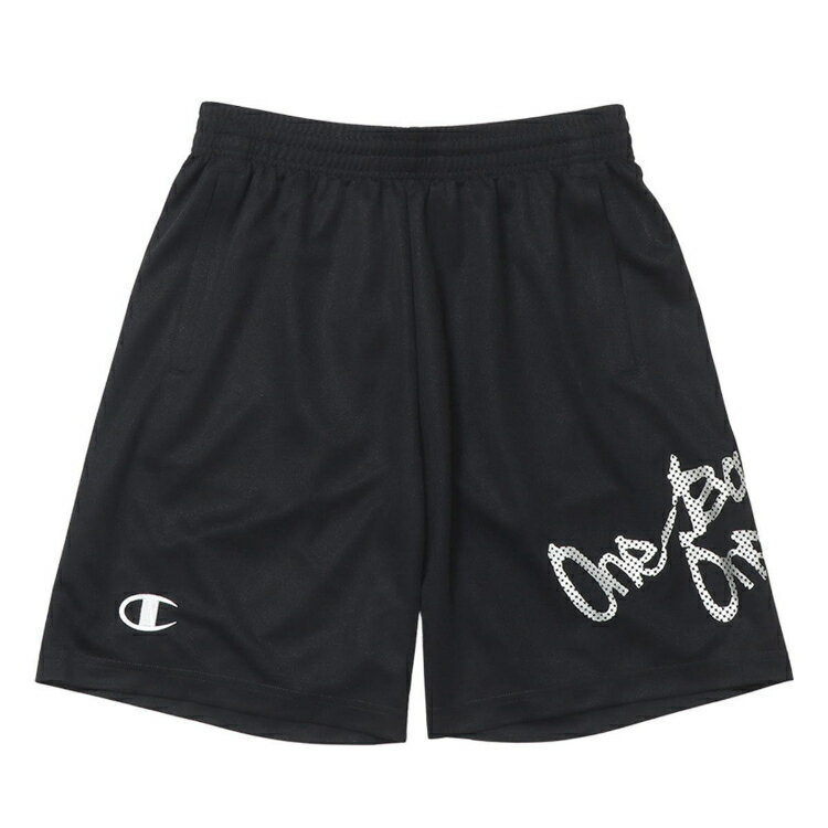 Pants - Champion チャンピオン SHORTS ブラック X シルバー XL C3-ZB520 982 | ファッション メンズ レディース ユニセックス 男女兼用 ショーツ ハーフパンツ 膝上丈 ポケット 吸汗速乾 バスケットボール スポーツウェア トレーニング おしゃれ オールシーズン