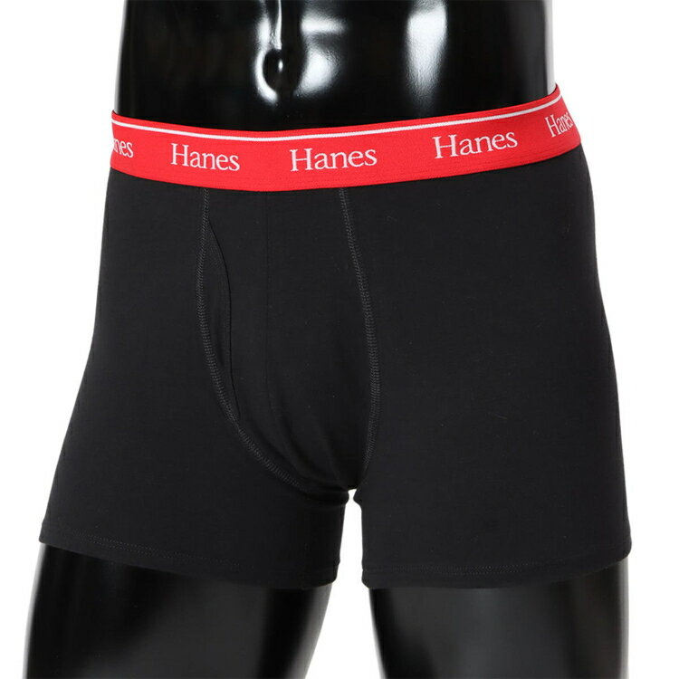 Hanes - Hanes チャンピオン 1P BOXER BRIEF ブラックXレッド L HM6EB201 98 | メンズ ボクサーパンツ 男性用 下着 インナー 抗菌防臭 肌触り 快適フィット 動きやすい 無地 カジュアル ルームウェア MENS 紳士 普段着 衣類 ファッション おしゃれ かっこいい 人気
