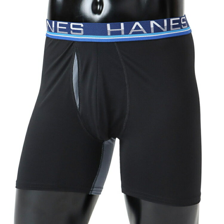 Hanes - Hanes チャンピオン 1P BOXER BRIEF ブラックXネイビー M HM6EZ110 96 | メンズ ボクサーパンツ 男性用 下着 インナー 抗菌防臭 肌触り 快適フィット 動きやすい シンプル カジュアル ルームウェア デイリー MENS 紳士 普段着 衣類 ファッション かっこいい