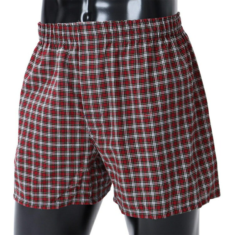 Hanes - Hanes チャンピオン 1P WOVEN TRUNKS レッド LL HM8ET201 940 | メンズ トランクス パンツ 男性用 下着 インナー 抗菌防臭 ゆったり 肌触り チェック柄 快適フィット シンプル カジュアル ルームウェア デイリー MENS 紳士 普段着 衣類 ファッション