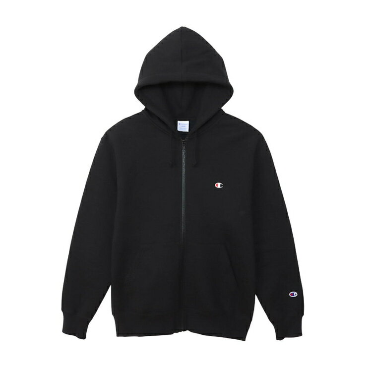 Sweat - Champion チャンピオン ZIP HOODED SWEAT ブラック L C3-Y140 90 | ファッション メンズ レディース ユニセックス 男女兼用 トップス パーカー ジップフーデッドスウェットシャツ 裏毛 刺繍 ルームウェア スポーツウェア デイリーウエア シンプル 秋冬服