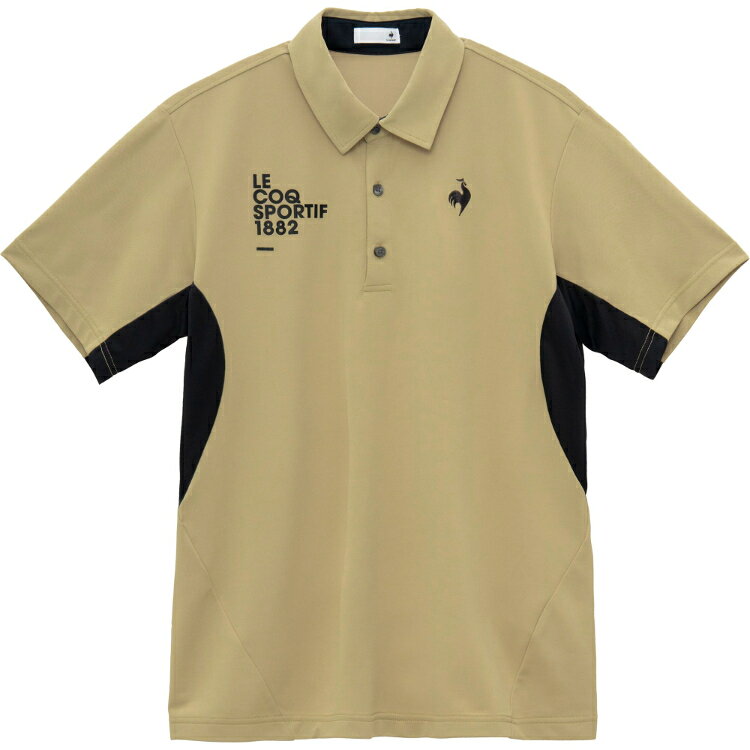le coq sportif ルコック サンスクリーンストレッチ襟付きシャツ ベージュ XO LT5SHS41M BG00 | スポーツ用品 ウエア トップス ハーフスリーブ ショートスリーブ 半袖 吸汗性 速乾性 ストレッチ性 UVカット トレーニング テニス スポーツ メンズ 男性