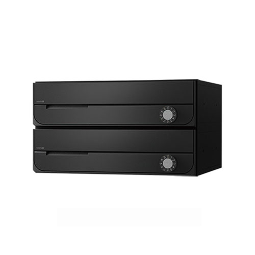 NASTA ナスタ ポスト D-ALL 2戸 静音大型ダイヤル錠 ブラック KS-MB3002PU-2L-BK | KS-MB3002PU シリーズ メール便 はがき DM パンフレット カタログ 回覧板 郵便受け 郵便ポスト 新聞受け 玄関ポスト メールボックス おしゃれ シンプル