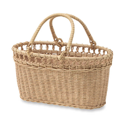 Tote Bag Type - ポッシュリビング ラタンバスケット 11662 | ウィッカーバスケット かご かごバッグ バスケット 収納 物入れ ナチュラル おしゃれ ピクニック