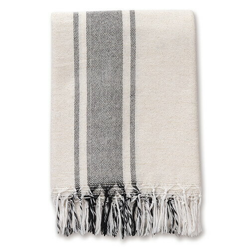 ポッシュリビング DWマルチカバー ストライプ ブラック 53404 | マルチカバー 長方形 北欧風 ソファー おしゃれ ブランケット布 ストライプ ベッドカバー ラグ カウチ テーブルクロス カーペット かわいい マルチクロス ソファカバー ナチュラル