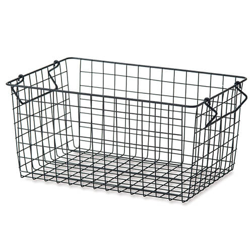 ポッシュリビング スタッキングバスケット ブラック 63674 | ワイヤーバスケット 小物入れ 収納 BOX ボックス ランドリー おもちゃ入れ バスケット かご カゴ 小物整理アンティーク風 整理 整頓 おしゃれ 収納 ストッカー キッチン クローゼット収納 見せる収納 重ねる収納