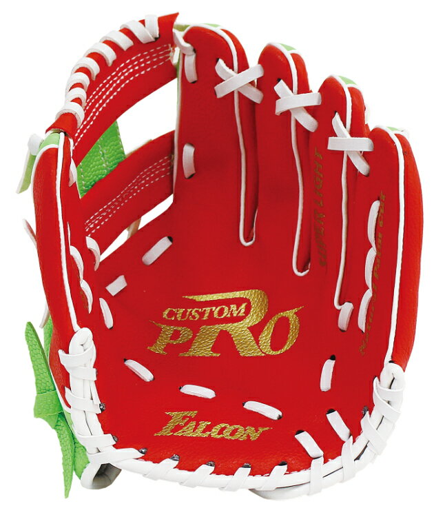 ※image photo ●柔らかく、すぐ使える　小学低学年向け ●カラー：レッドxグリーン ●素材：捕球面：合成皮革　背面：合成皮革 パッケージサイズ：幅190x高さ210x奥行き150(mm)　重量260g 原産国：フィリピン ※画像は...