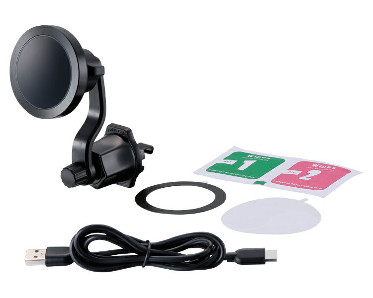 星光産業 マグネットワイヤレス充電ホルダー EC-252 | カーアクセサリー 充電器 ワイヤレス マグネット ホルダー エアコンルーバー取付 カーチャージャー スマホ充電 スマートフォン充電 カー用品 車用品 便利