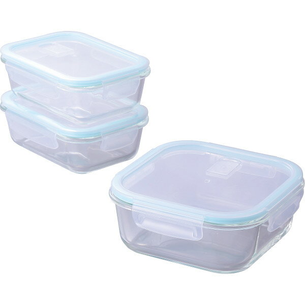 Storage Bins - 耐熱ガラス容器 3点セット | 25-0273-080 キッチン用品 キッチンツール 台所用品 容器 ガラス 耐熱 保存容器 作り置き フタ付き 蓋付き セット 電子レンジ オーブンレンジ 食洗機 冷凍 贈り物 贈答品 贈答用 ギフト プレゼント