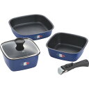 ジャンヌ・エコール 着脱ハンドル角型鍋3点セット JE-127 | 25-0281-040 キッチン用品 調理器具 フライパン 鍋 着脱ハンドル角型深鍋 蓋付き...