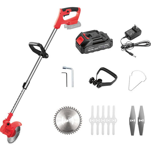 コードレス電動草刈り機 DL-230414 | 25-0293-103 日用品 工具 電動草刈り機 草刈機 充電式 草刈り機 軽量 ノコギリ刃 電動ノコギリ 鋸刃 メタル刃 庭木の剪定 生垣 雑草 雑木 草刈 雑草払い ガーデニング 庭 芝生 畑 庭園 家庭菜園