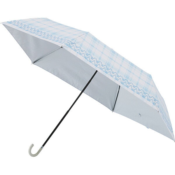 ビューティーシールド晴雨兼用折りたたみ日傘 チェックペールスカイ 30164-05-70-50 | 25-0340-047 折り畳み傘 雨具 傘 雨傘 日傘 晴雨兼用 折りたたみ 軽い 遮熱 遮光 涼しい コンパクト UVカット 持ち運び 通り雨 贈答 景品 レジャー アウトドア 仕事 通勤 通学