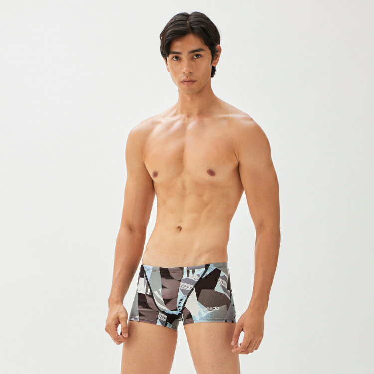 speedo スピード SEASIDE C-B T-BOX ブラック Oサイズ ST52305 K | スポーツ 運動 スポーツ用品 水着 スイムウェア ビキニ ボックス メンズ 男性 ハーフボックス トレーニング アクティブスイマー 練習用 耐塩素性 4WAYストレッチ性 レッグ丈 ブラウン グレー ブラック O