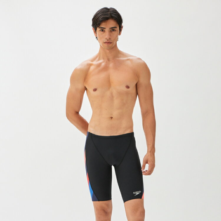 speedo スピード RAINBOW T-JAM レッド Oサイズ ST62304 RE | スポーツ 運動 スポーツ用品 水着 スイムウェア ニースキン オールインワン メンズ 男性 トレーニング アクティブスイマー 練習用 耐塩素性 4WAYストレッチ性 レッグ丈 4分丈 赤 レッド ブラック O