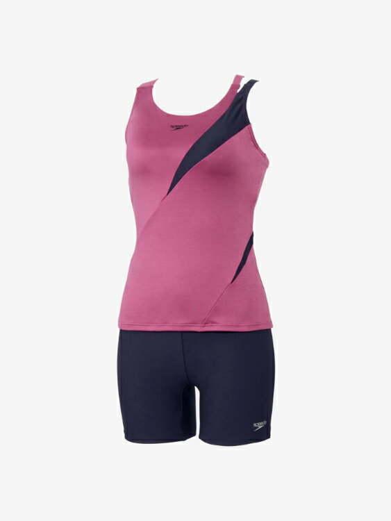 speedo スピード DIAGONA SEPA モーブ XO SFW22215 HM | スポーツウェア ウエア スポーツ 水泳 スイミング プール 水着 ノースリーブ スリーブレス 撥水 ストレッチ性 フィット感 2.5分丈 膝上丈 アウトドア トレーニング レディース 女性