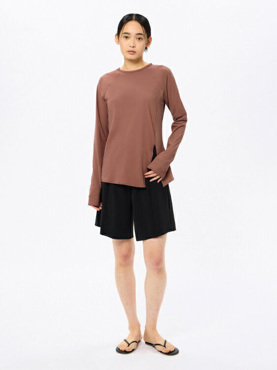 speedo スピード L/S SEPARATES アーモンド S SFW22430 AL | スポーツウェア ウエア スポーツ 水泳 スイミング プール 水着 長袖 トップス ボトムス キュロット フレア UVカット 紫外線対策 軽量 アウトドア トレーニング レディース 女性