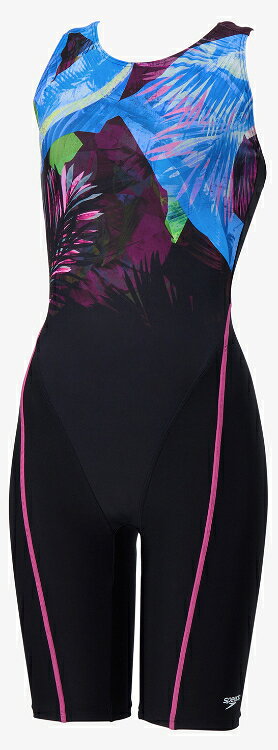 speedo スピード NAHELE LO-KNE ブルー M SFW12567 BL | スイミングウェア スイムウェア 水着 レディース オールインワン UVカット 紫外線対策 日焼け対策 ストレッチ性 ノースリーブ スポーツウェア フィットネス 水泳 スイミング プール