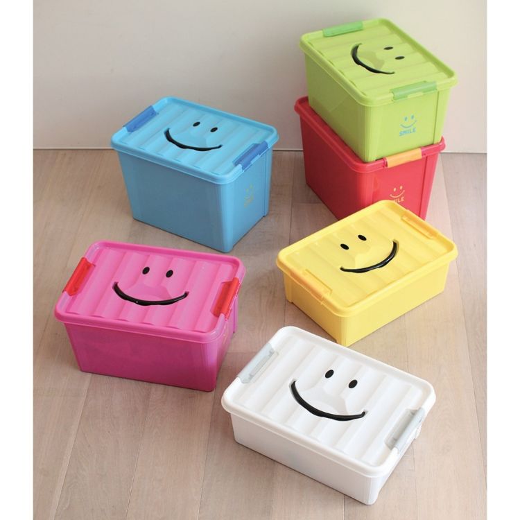 SPICE スパイス SPICE OF LIFE スマイルボックス グリーン Mサイズ SFPT1520GR | かわいい フタ付き スマイル ボックス 子ども部屋 おもちゃや ゲーム カード メダル CD&DVD 衣類 収納 スタッキング [3]