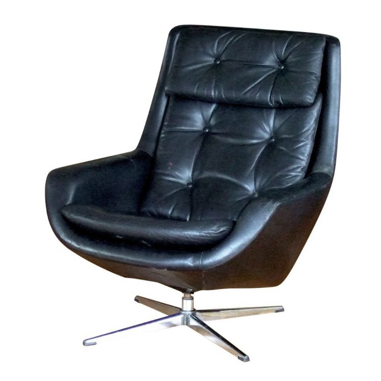 SPICE スパイス black leather executive chair STG-LOU-1556 | インテリア チェア 北欧 ヴィンテージ 家具 アンティーク 北欧家具 黒色 革張り チェアー