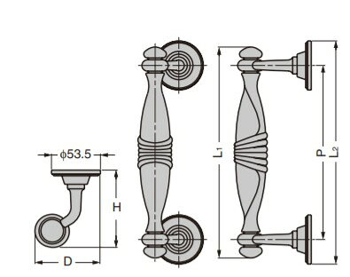 SUGATSUNE スガツネ工業 ドアハンドル 0705型 PORRO イタリアンデザイン 100-015-986 070540L-PB | ドアノブ ハンドル ノブ シンプル おしゃれ 黄銅 真鍮磨き [2]