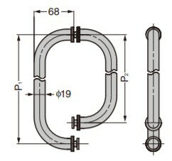 SUGATSUNE スガツネ工業 ステンレス鋼製 ドアハンドル 793BNF型 L字 100-032-449 793BNF-425SS | ドアノブ ハンドル ノブ シンプル おしゃれ ハンドル ステンレス 鋼 SUS304 サテン 仕上 [3]