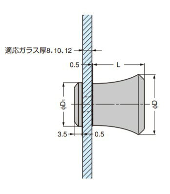 SUGATSUNE スガツネ工業 ガラス用ノブ DG-BT型 100-010-450 DG-BT40-CR | ドアノブ ハンドル ノブ シンプル おしゃれ 黄銅 クロムめっき [2]