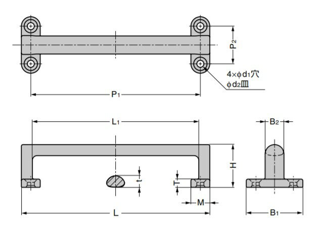 SUGATSUNE スガツネ工業 ステンレス鋼製 ハンドル FT-R型 取付部内側タイプ PAT 100-034-130 FT-R-120 | シンプル おしゃれ 取手 ハンドル ステンレス 鋼 SCS13 鏡面研磨