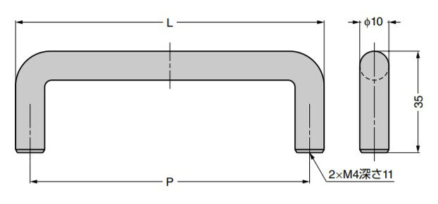 SUGATSUNE スガツネ工業 ステンレス鋼製 ハンドル H-35型 (76型の代替品) 100-036-731 H-35-288-SS | シンプル おしゃれ ステンレス 鋼 SUS304 サテン仕上 取手 ハンドル [2]