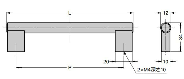 SUGATSUNE スガツネ工業 ステンレス鋼製 ハンドル I1020型 100-012-962 I1020160 | シンプル おしゃれ 取手 ステンレス 鋼 サテン 仕上 [2]