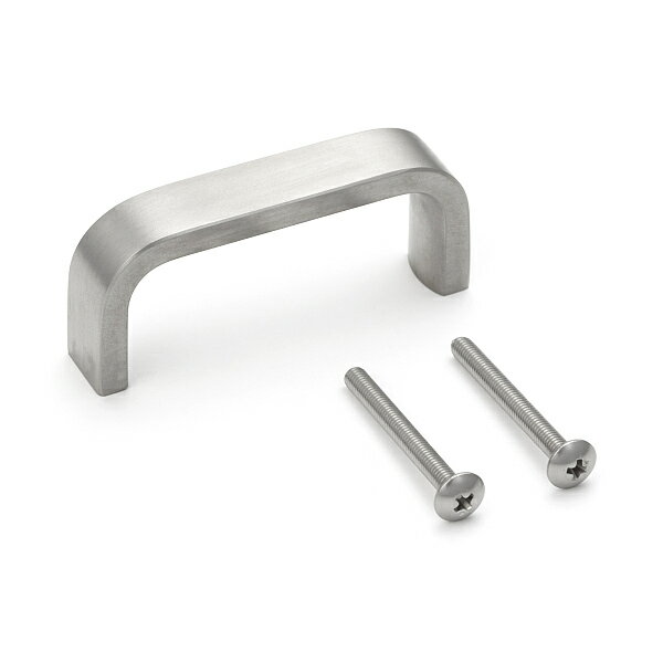 ※image photo ステンレス鋼製 ハンドル KB型 【付属品】 十字穴付トラス小ねじM3x28（ステンレス鋼） 【材料】ステンレス鋼（SUS303） 【仕上】サテン仕上 【サイズ】L50 H22 P45 【重量】26g 製品内容は、...