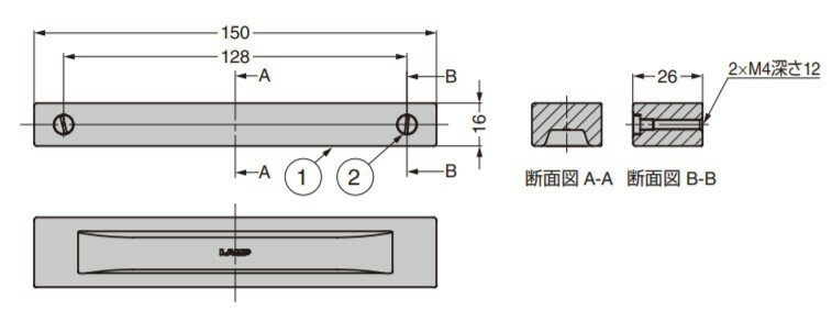 SUGATSUNE スガツネ工業 ハンドル PXB-AS09-128型 PAT エイジドスクリューシリーズ 100-033-737 PXB-AS09-128-SD | シンプル おしゃれ 取手 黄銅 ブロンズクリア [2]