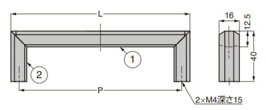 SUGATSUNE スガツネ工業 ハンドル XLA-HA型 100-010-062 XLA-HA256 | シンプル おしゃれ ハンドル本体 アルミニウム合金 シルバーアルマイト処理 脚部 亜鉛合金 ZDC ダルクロムめっき 取手 [2]