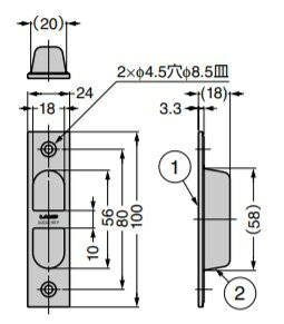 SUGATSUNE スガツネ工業 ステンレス鋼製 引戸木口埋込引手 YK-W100 100-010-391 YK-W100 | 取手 ハンドル シンプル おしゃれ ステンレス 鋼 SUS304 表面プレート サテン仕上 カバー 素地 [2]
