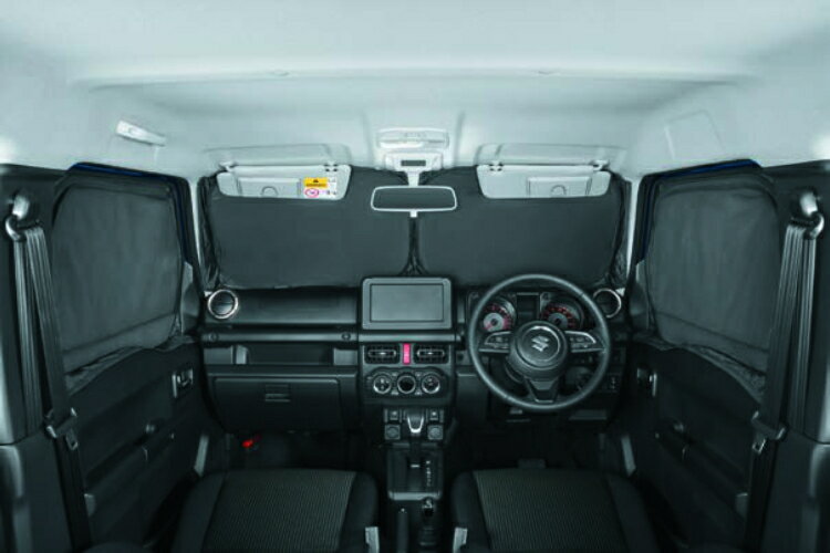 SUZUKI スズキ 純正 フロントプライバシーシェード（メッシュ付） BBA4 9914D-80T00 | JIMNY NOMADE ジムニーノマド 車用品 カー用品 車 自動車 カーパーツ 内装部品 内装パーツ 内装 ドレスアップ 部品 装飾品 カスタム カスタマイズ カーテン プライバシー保護 日除け
